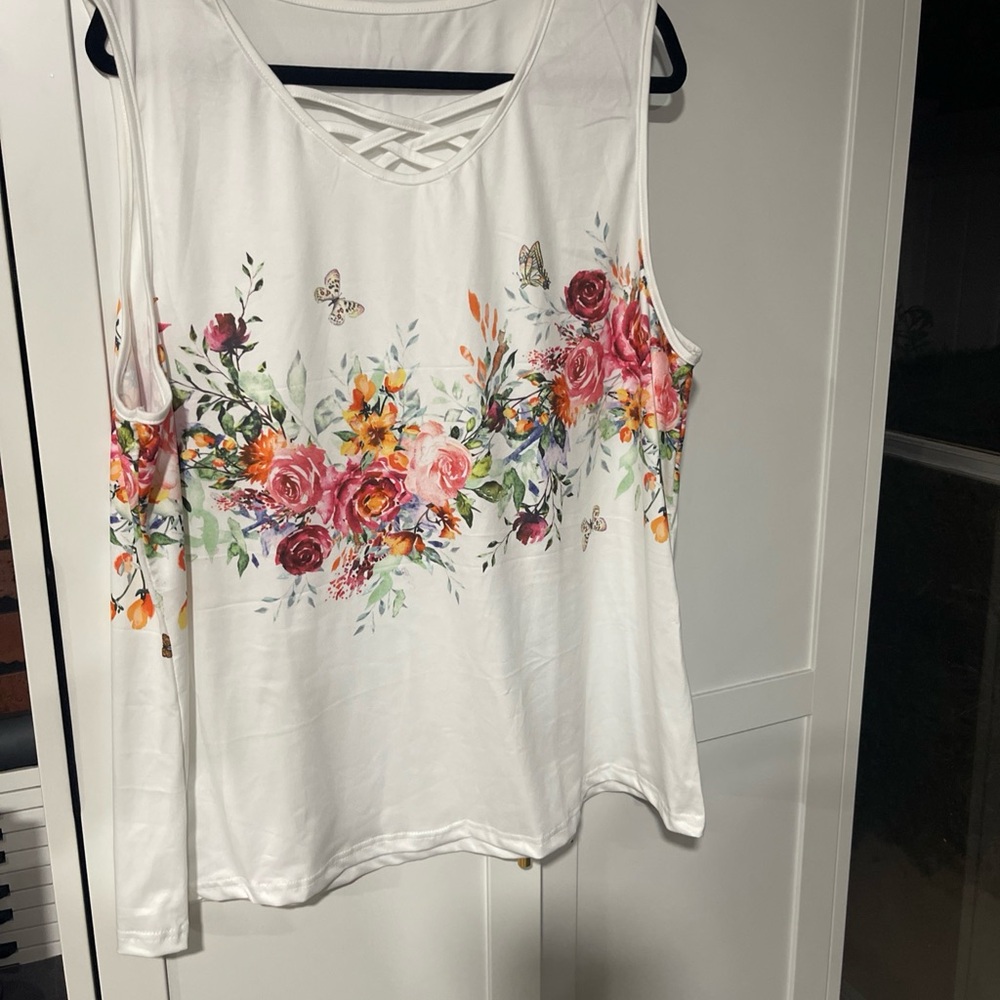 Floral Print Sleeveless Top 3XL